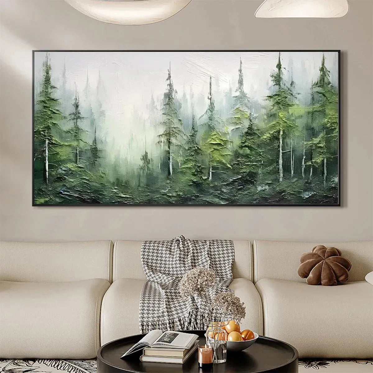 Green Pine Forest Painting | Abstract Mountain Landscape #AA 287