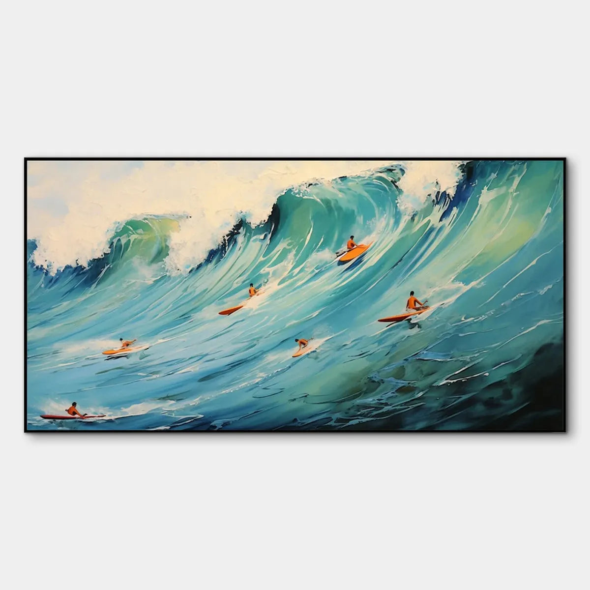 Vintage Style Surfing Painting | Retro Ocean Wall Art #AA 220