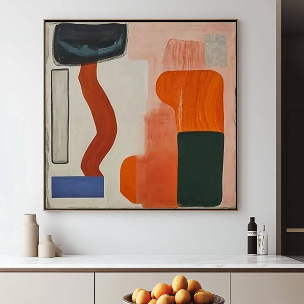 Orange and Pink Abstract Shapes Art | Warm Earth Tone Decor #AA 360