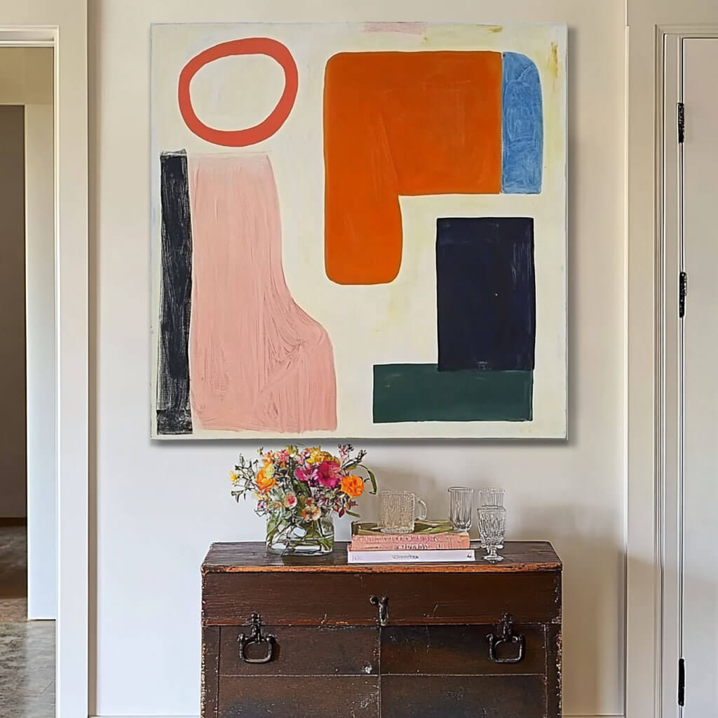 Large Colorful Abstract Art | Square Geometric Painting #ZZ 221