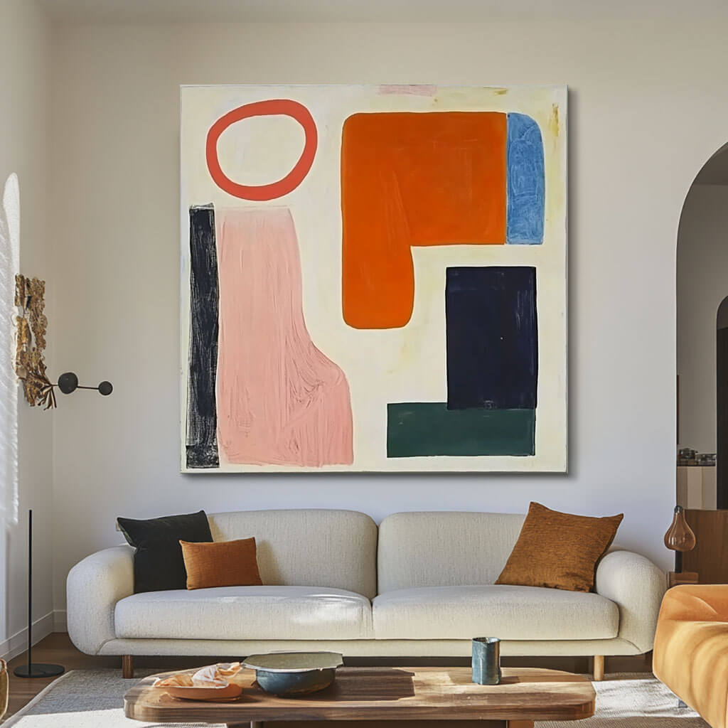 Large Colorful Abstract Art | Square Geometric Painting #ZZ 221