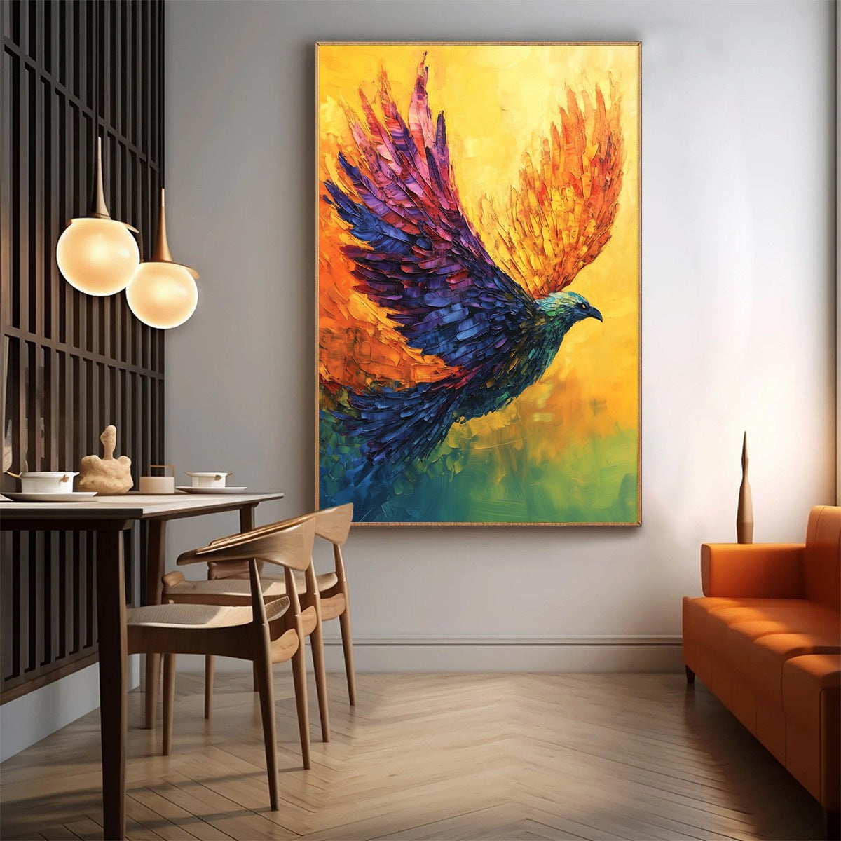 Dynamic Colorful Bird Art | Vibrant Abstract Original Painting #ZZ 263