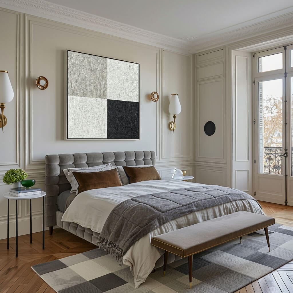 Black and White Abstract Painting - Contemporary Wall Art for Home #JJ 429