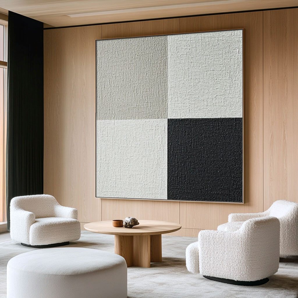 Black and White Abstract Painting - Contemporary Wall Art for Home #JJ 429