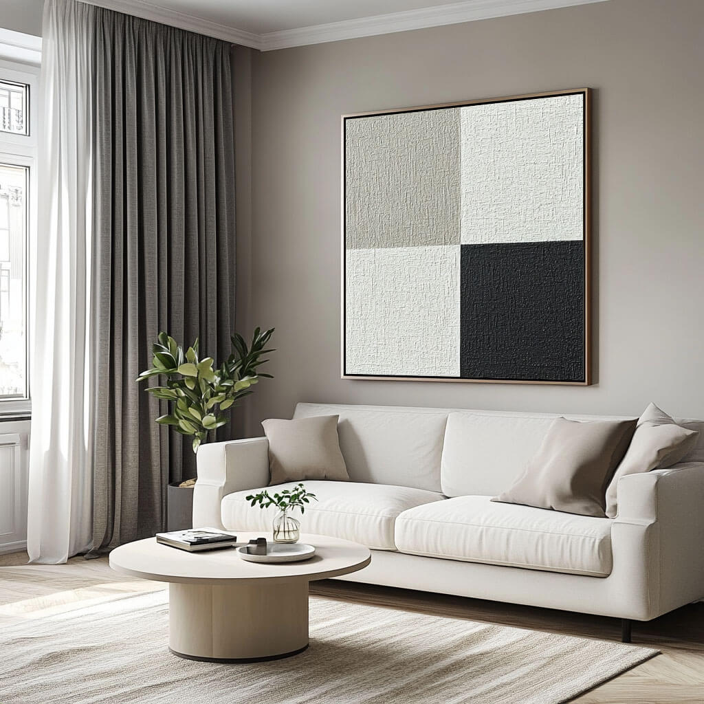 Black and White Abstract Painting - Contemporary Wall Art for Home #JJ 429