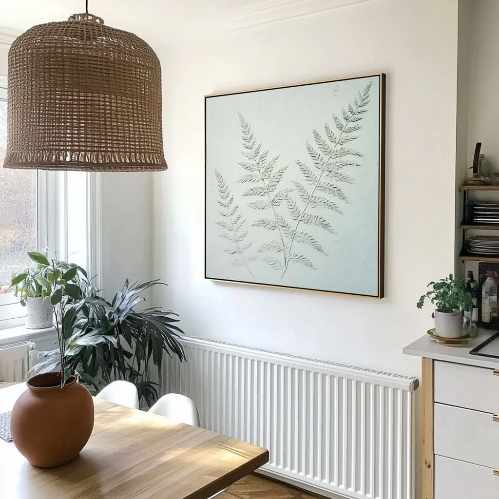 Textured Botanical Wall Art - Modern Fern Canvas Painting #JJ 431