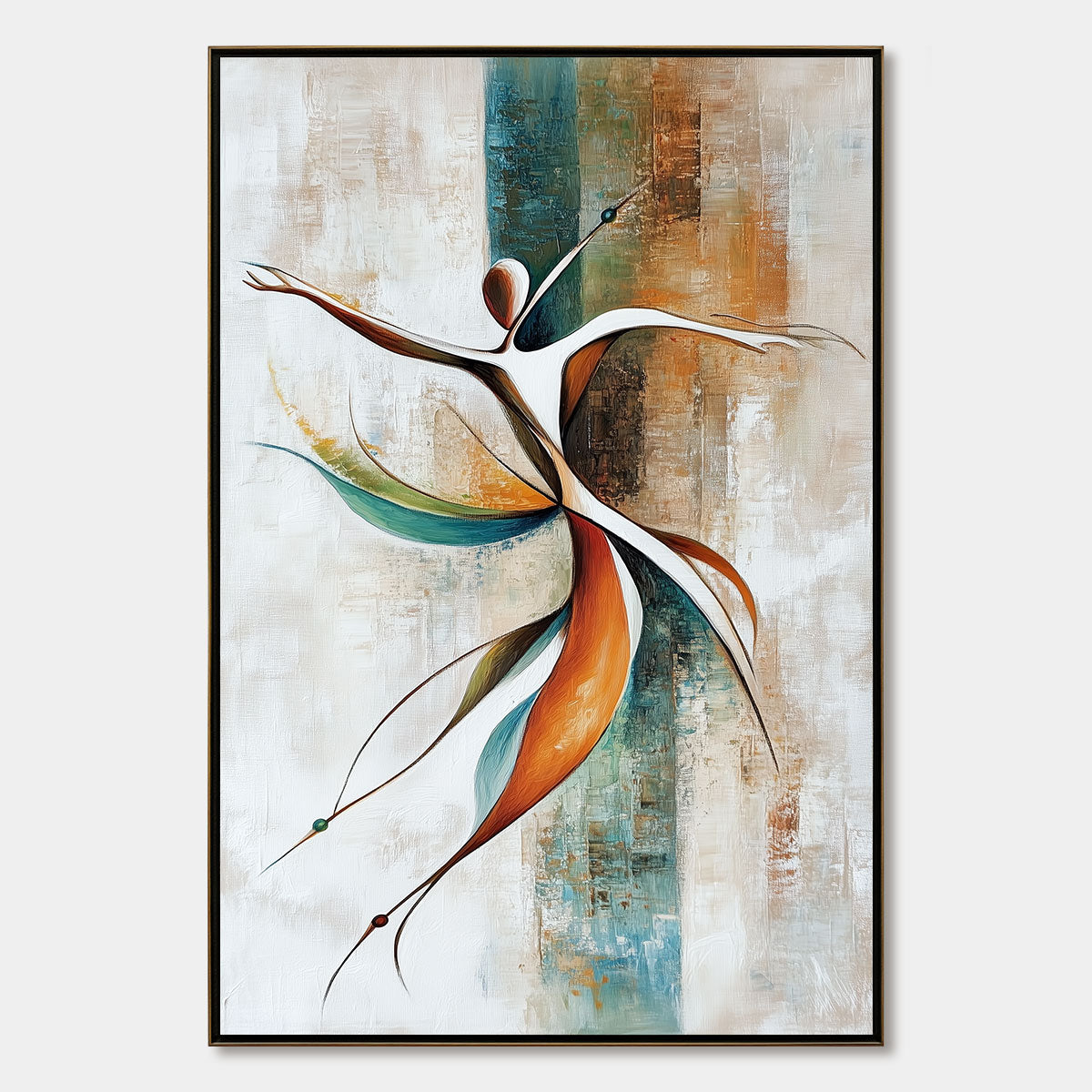 Abstract Dancer Painting | Orange and Teal Wall Art for Home Decor #AA 114