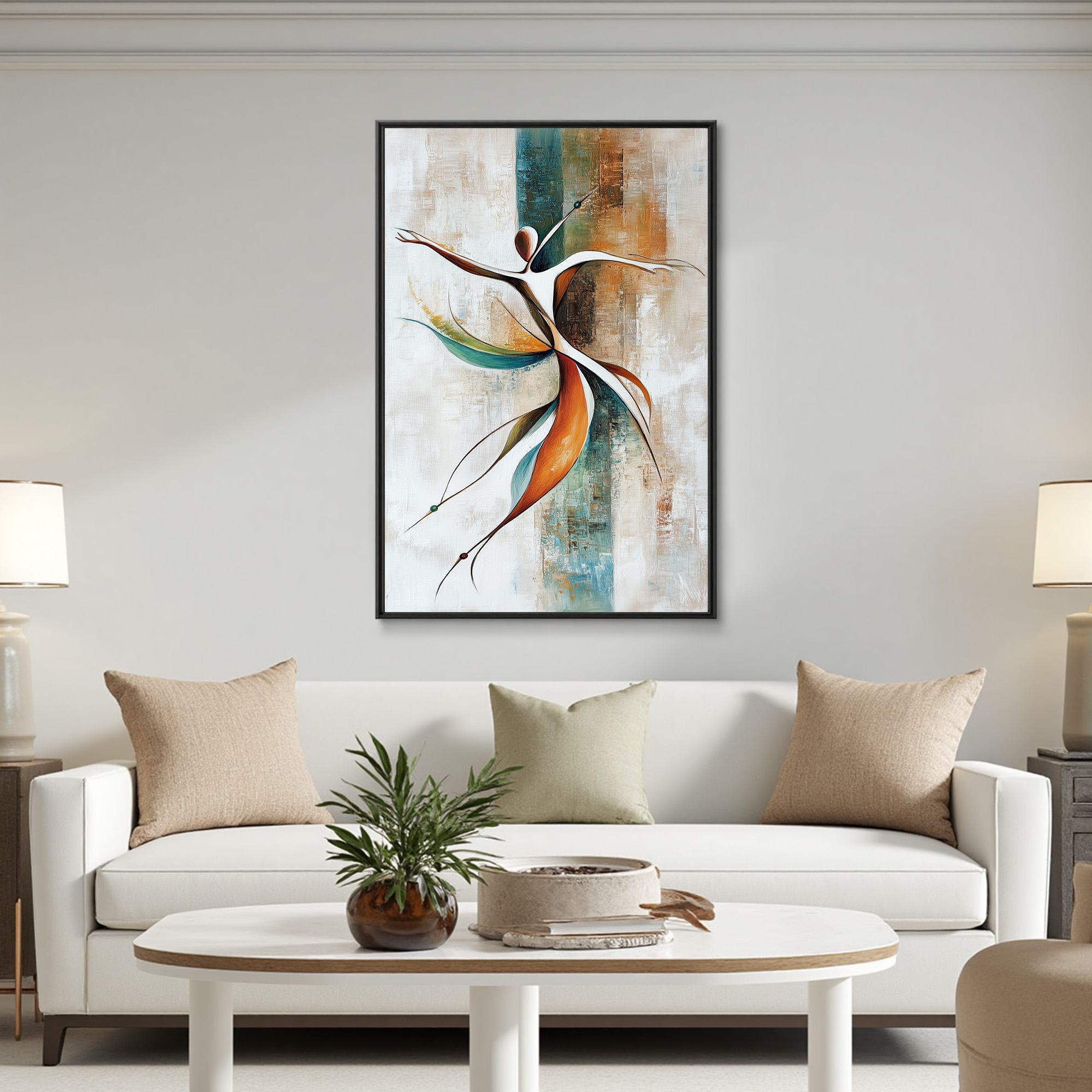 Abstract Dancer Painting | Orange and Teal Wall Art for Home Decor #AA 114