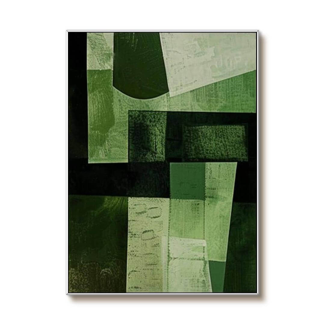 Forest and Olive Green Abstract Wall Art | Geometric Canvas #AA 351