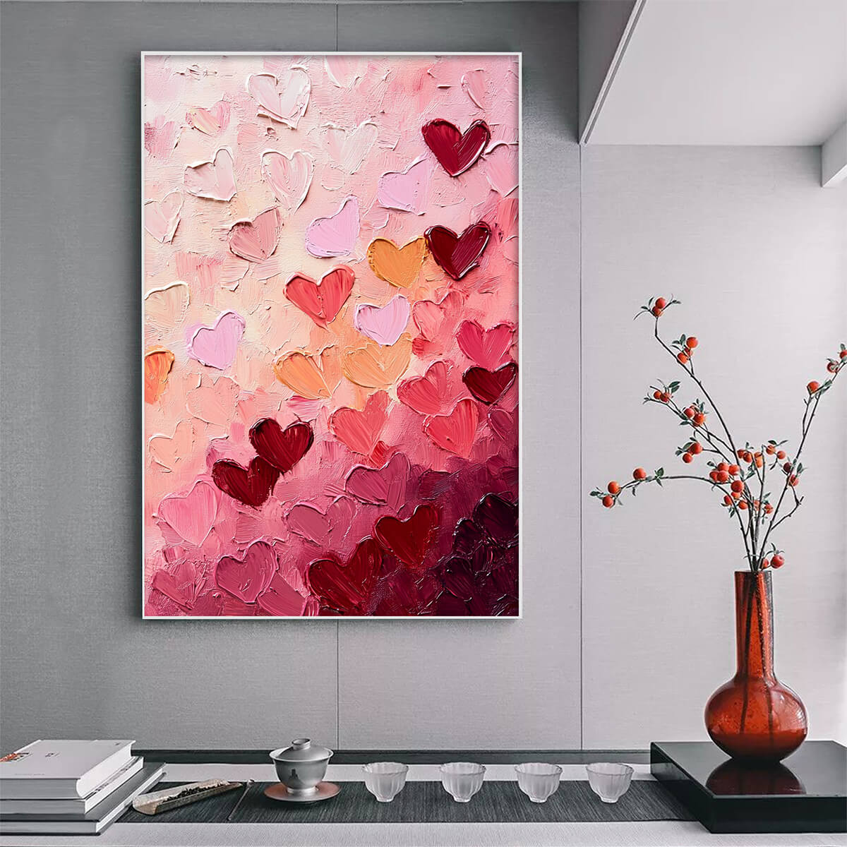 Expressive Abstract Heart Art | Colorful Textured Painting #AA 120