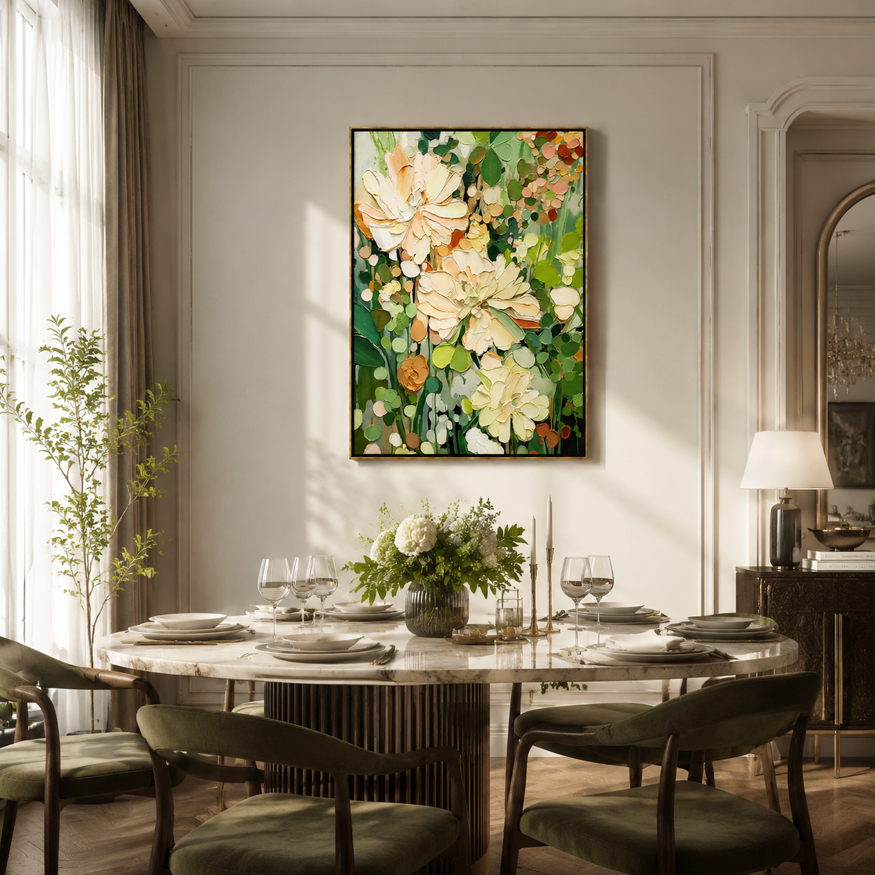Whispers of Spring – Textured Floral Impressionist Oil Painting | Hand Painted Modern Wall Art