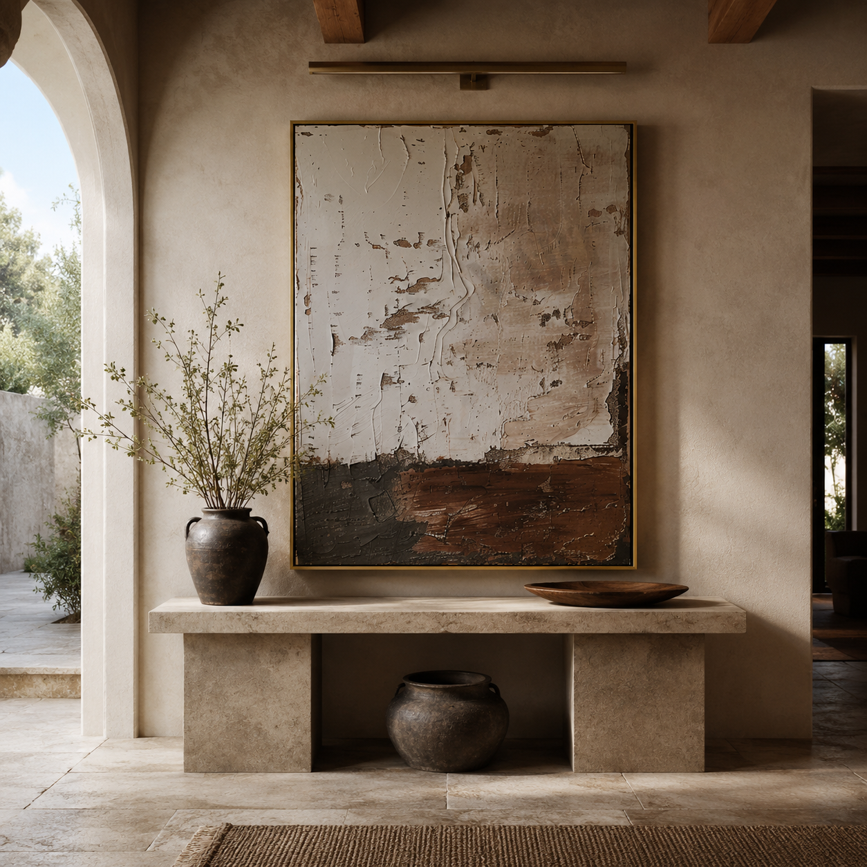 Earthbound Silence – Textured Neutral Abstract Wall Art for Organic Modern Interiors