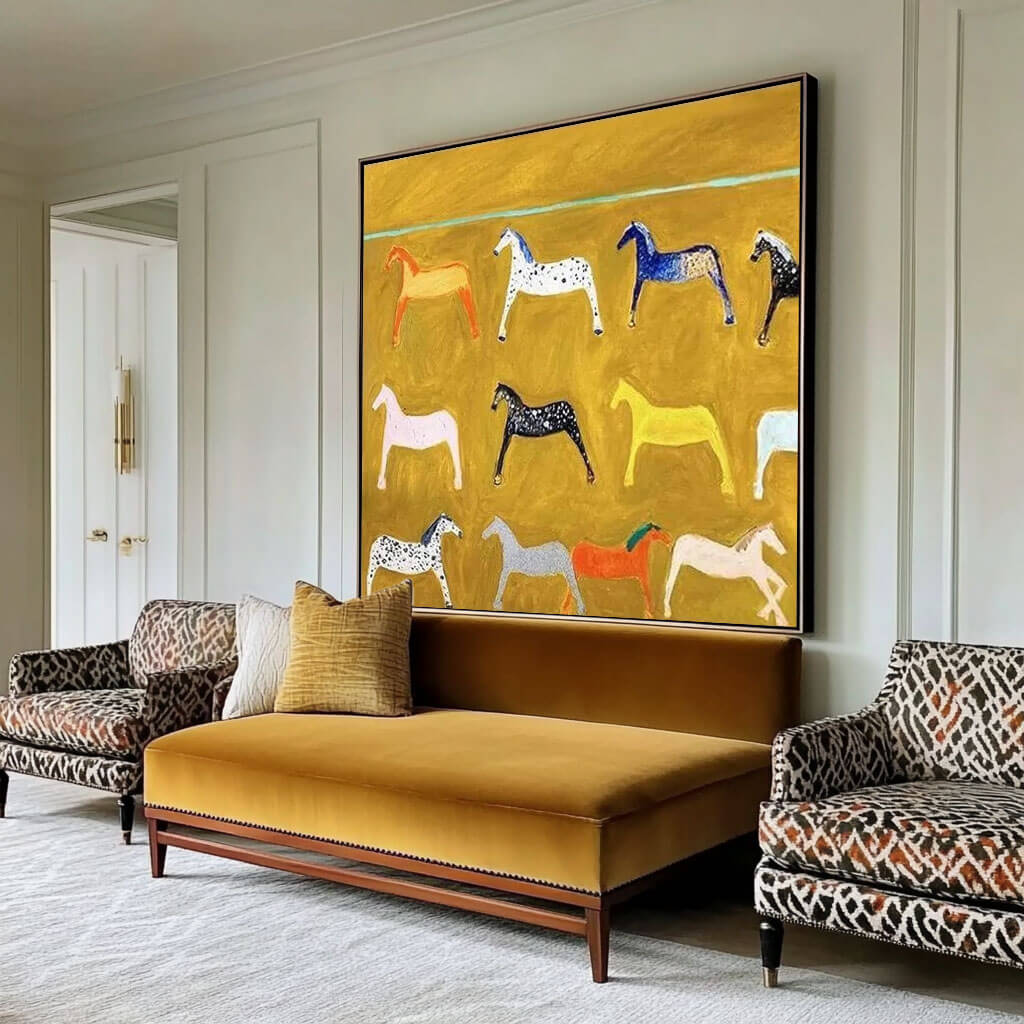 Abstract Horse Wall Art - Colorful Horse Painting on Canvas #JJ 426