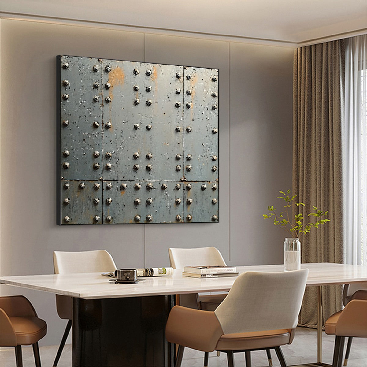 3D Riveted Metal Painting | Realistic Industrial Wall Art #AA 210