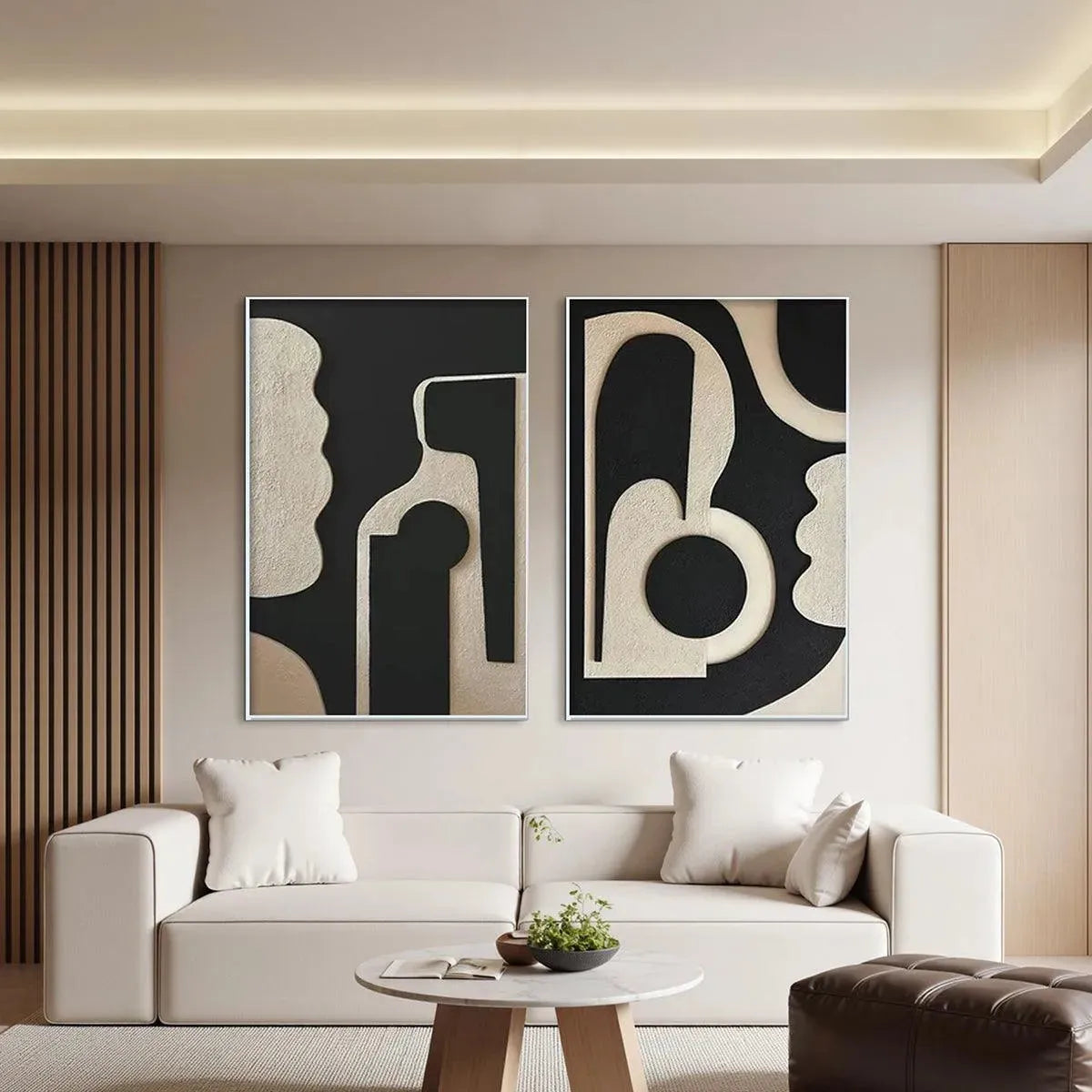 Mid-Century Modern Inspired Art | Large Black & White Art #AA 211
