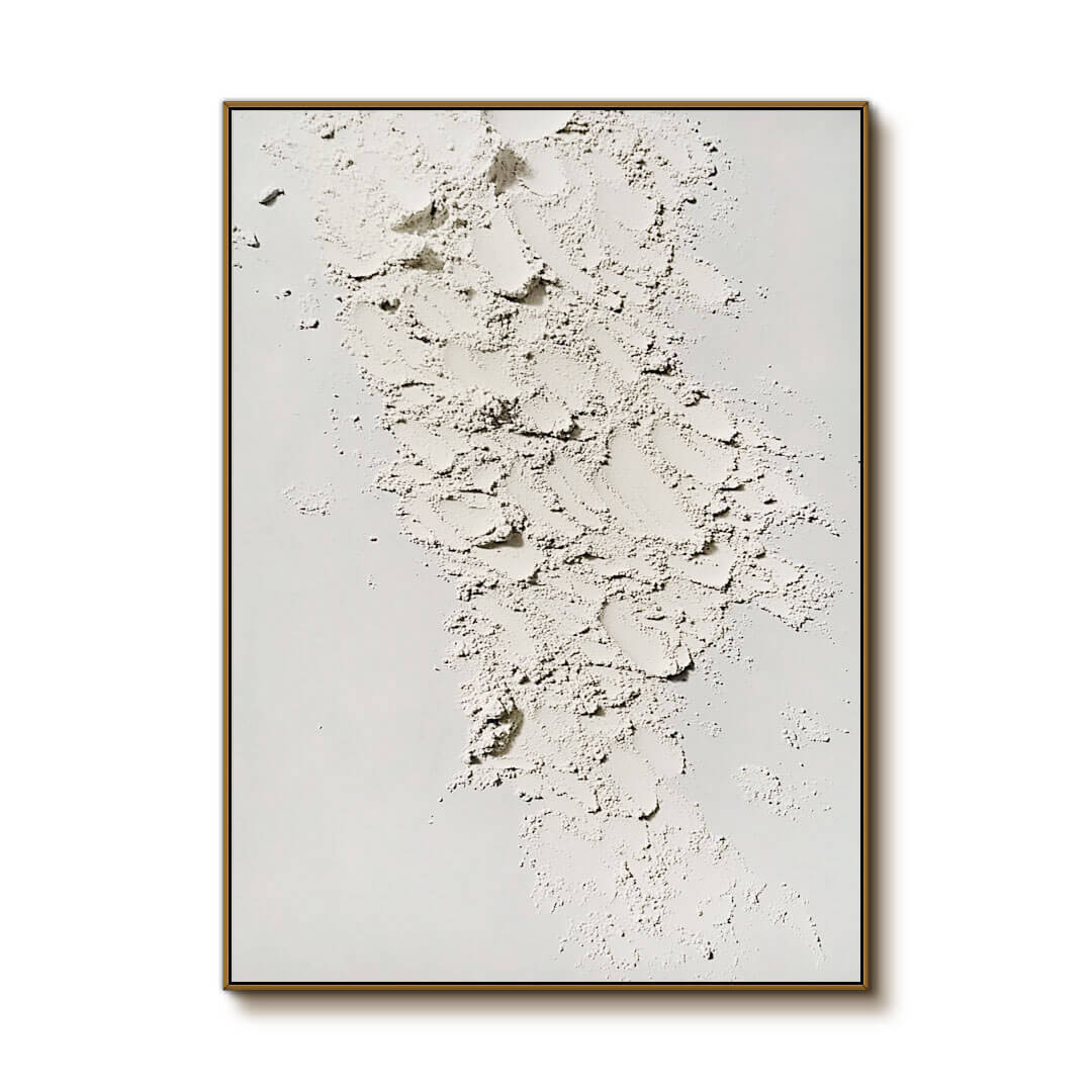 White Textured Wall Art - 3D Plaster Effect Canvas Print #AA 320