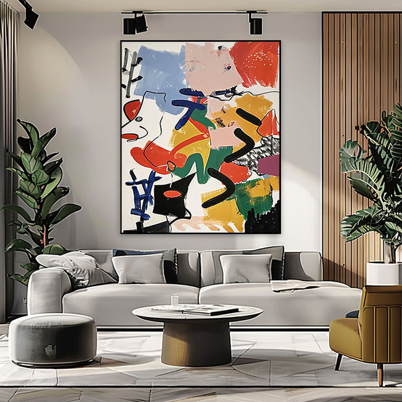 Abstract Colorful Wall Art - Large Modern Canvas Painting #JJ 433
