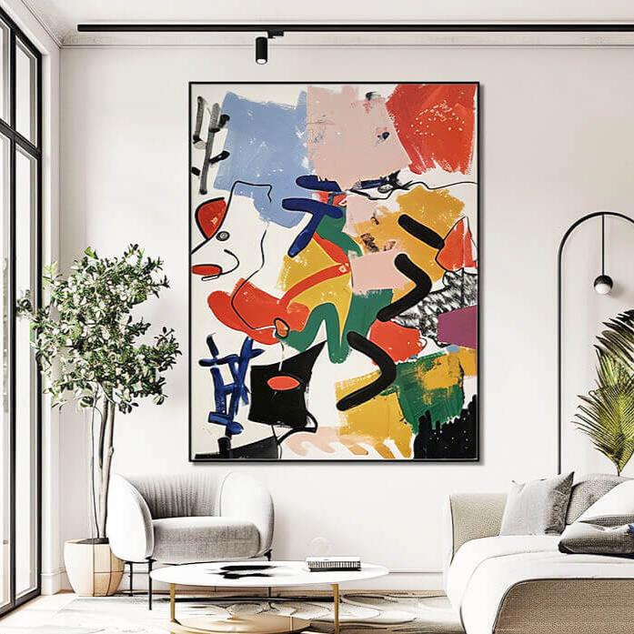 Abstract Colorful Wall Art - Large Modern Canvas Painting #JJ 433