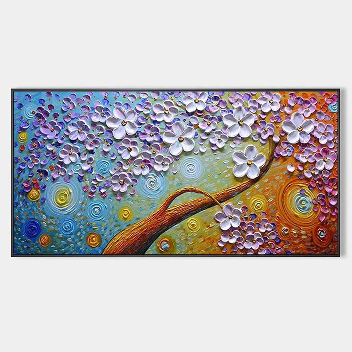 Textured 3D Purple Flower Art | Impasto Tree Painting #AA 123