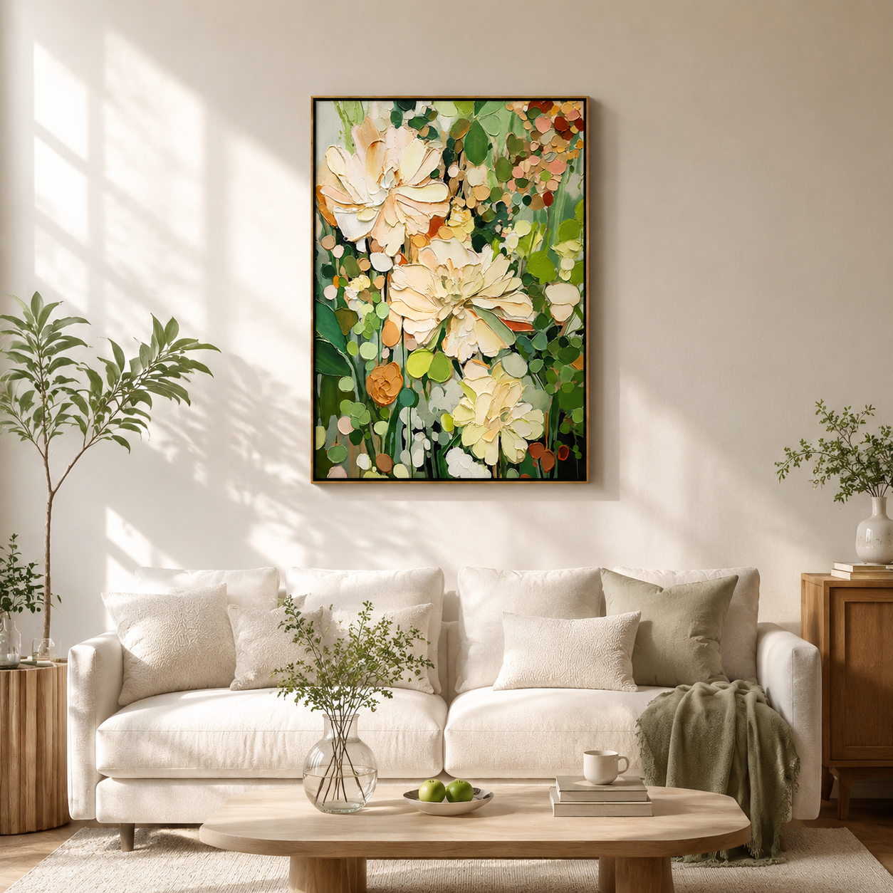 Whispers of Spring – Textured Floral Impressionist Oil Painting | Hand Painted Modern Wall Art