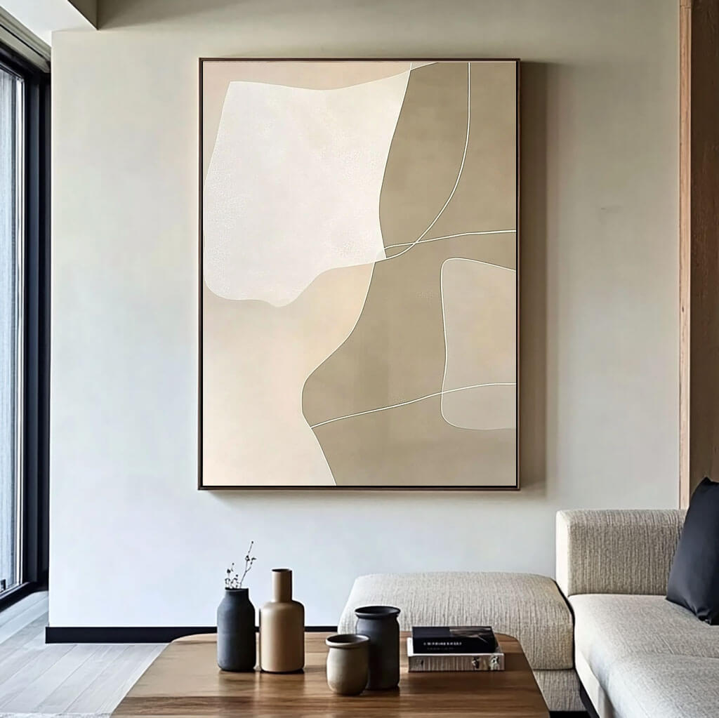 Calming Minimalist Wall Decor - Organic Abstract Art for Home #JJ 434