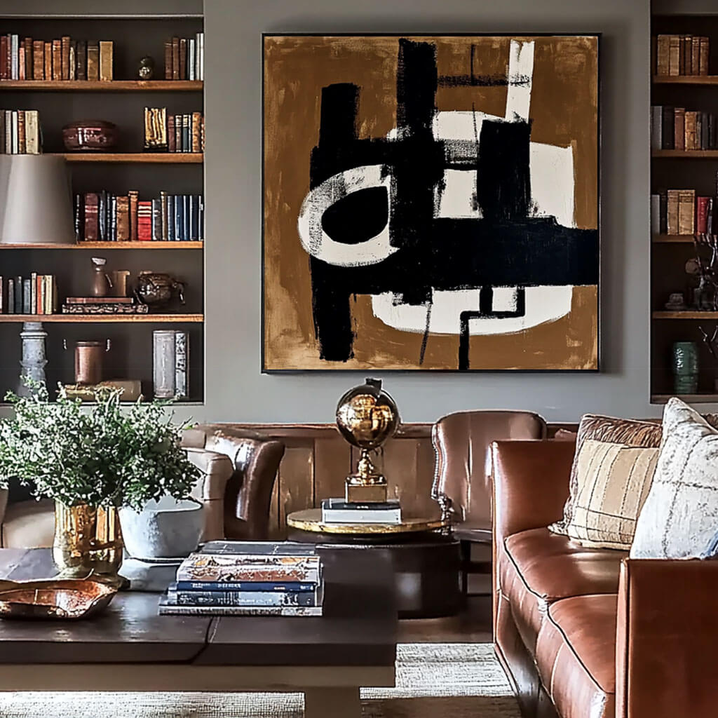 Black, White & Brown Abstract Art | Modern Wall Decor #AA 076