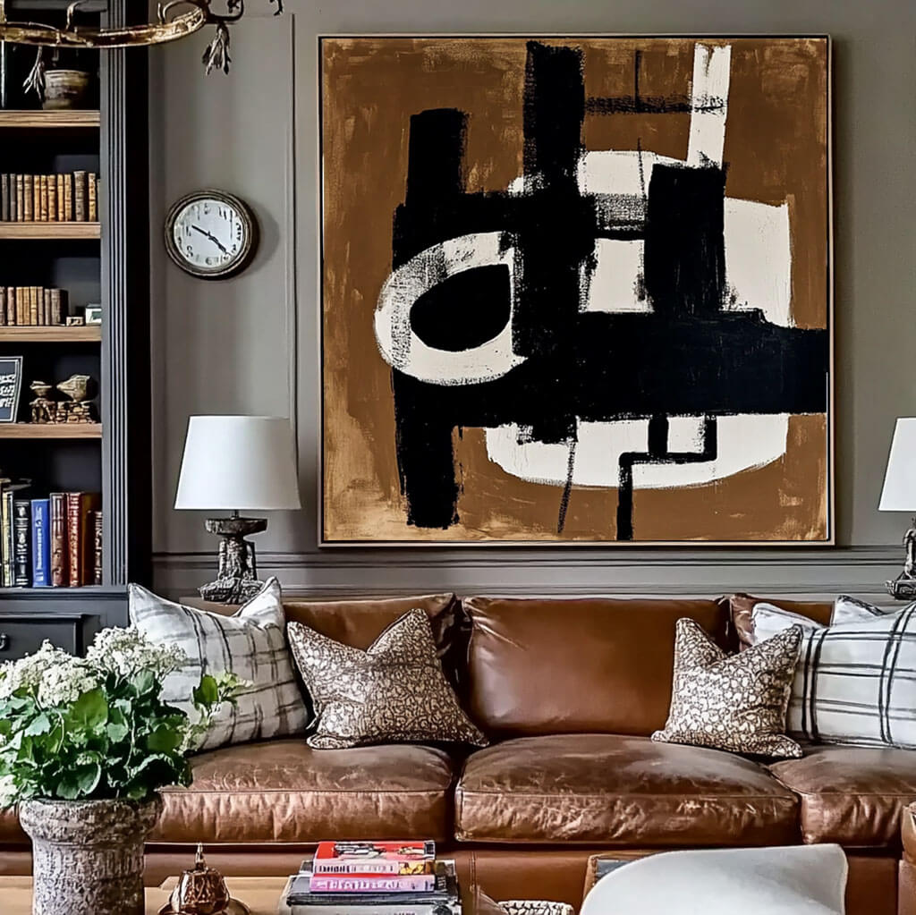 Black, White & Brown Abstract Art | Modern Wall Decor #AA 076