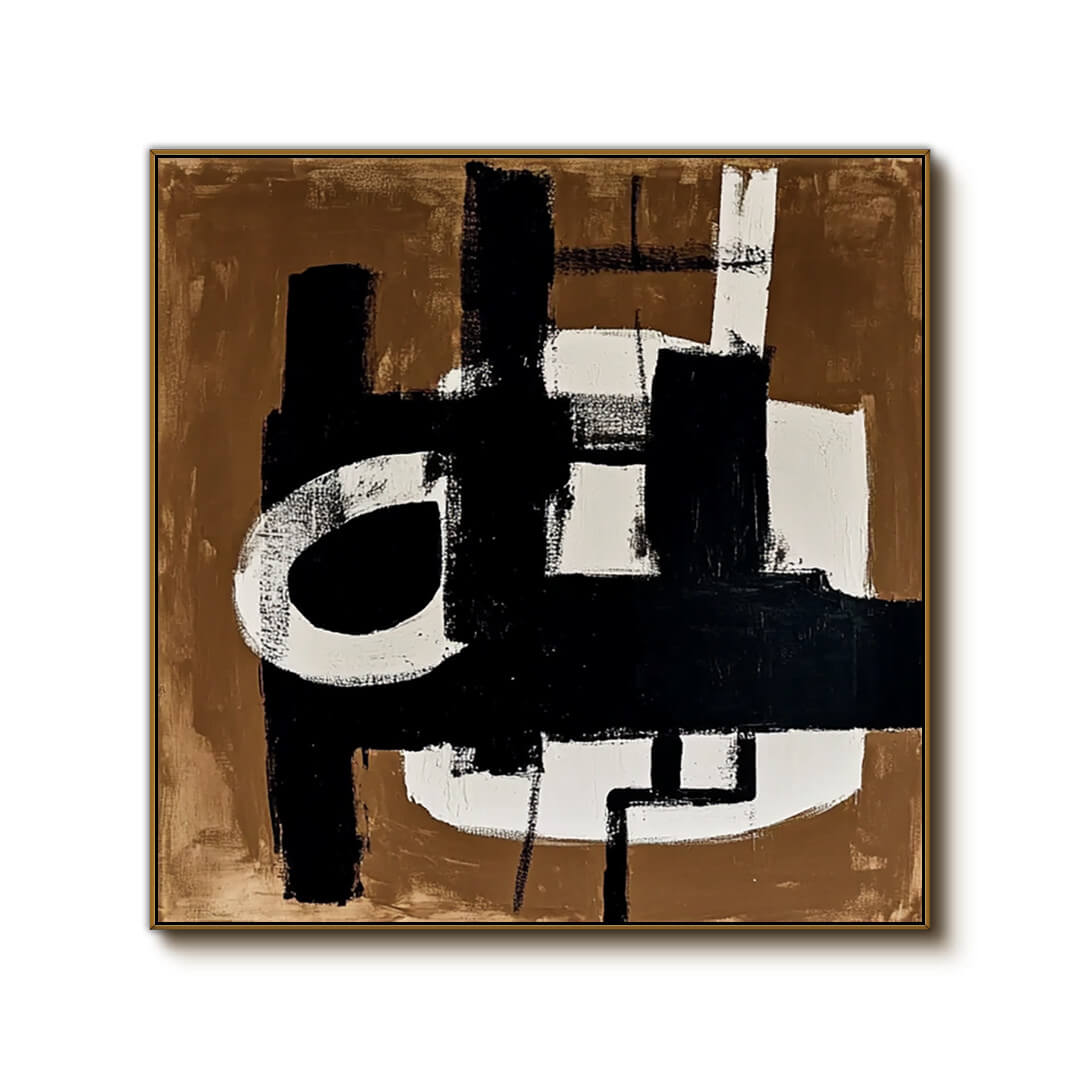 Black, White & Brown Abstract Art | Modern Wall Decor #AA 076
