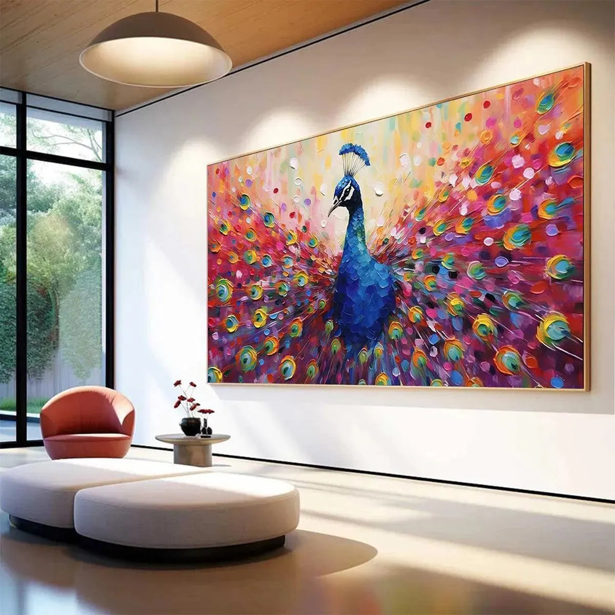 Vibrant Peacock Wall Art | Expressive Original Bird Painting #ZZ 247