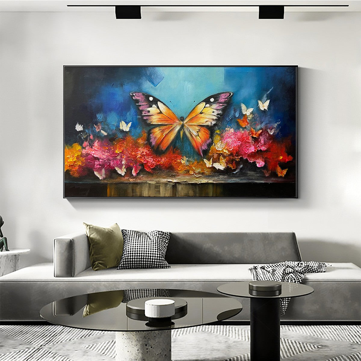 Colorful Butterfly Painting | Orange & Blue Animal Wall Art #AA 127