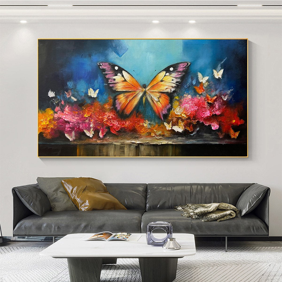 Colorful Butterfly Painting | Orange & Blue Animal Wall Art #AA 127