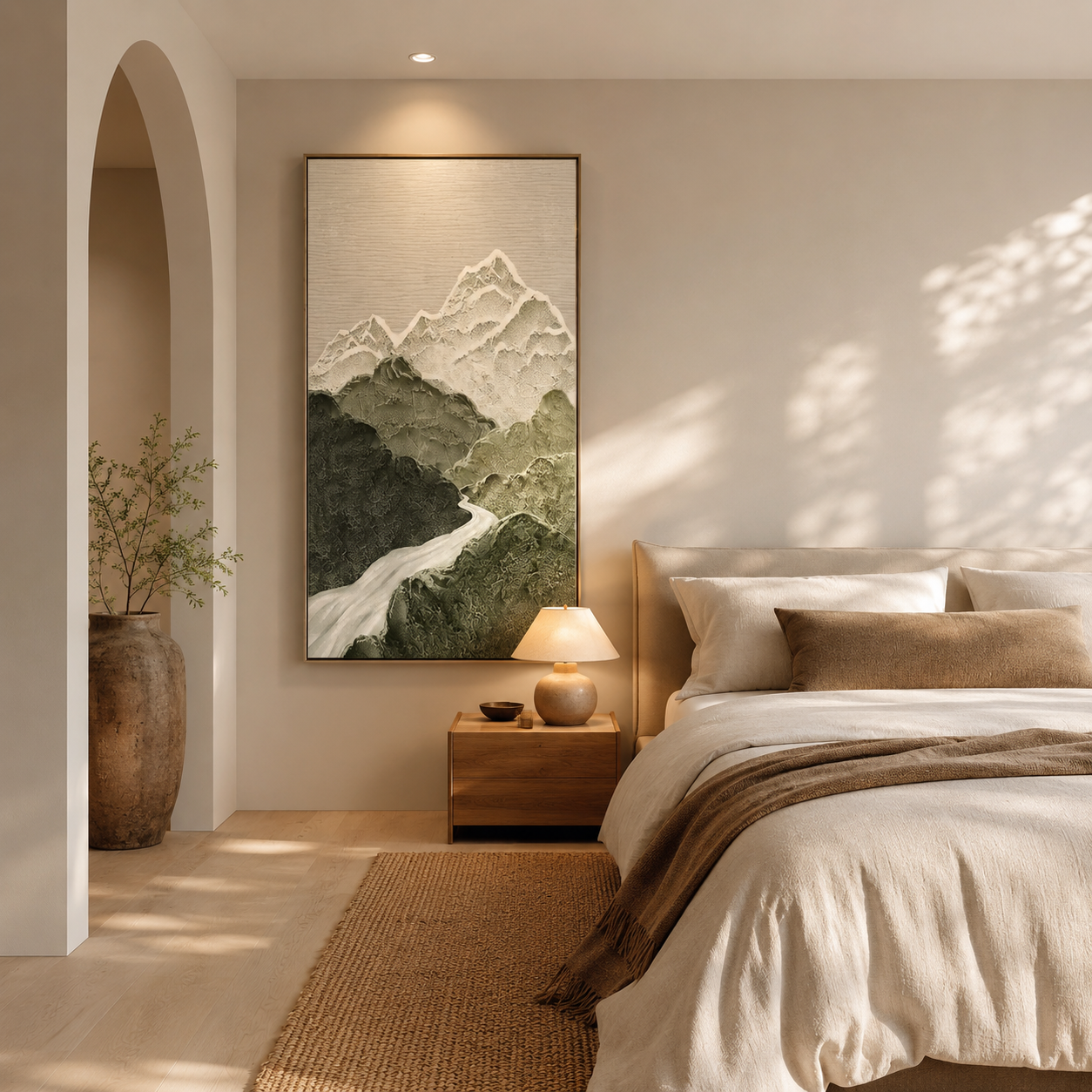 Silent Summit – Textured Mountain Wall Art for Japandi & Organic Modern Interiors