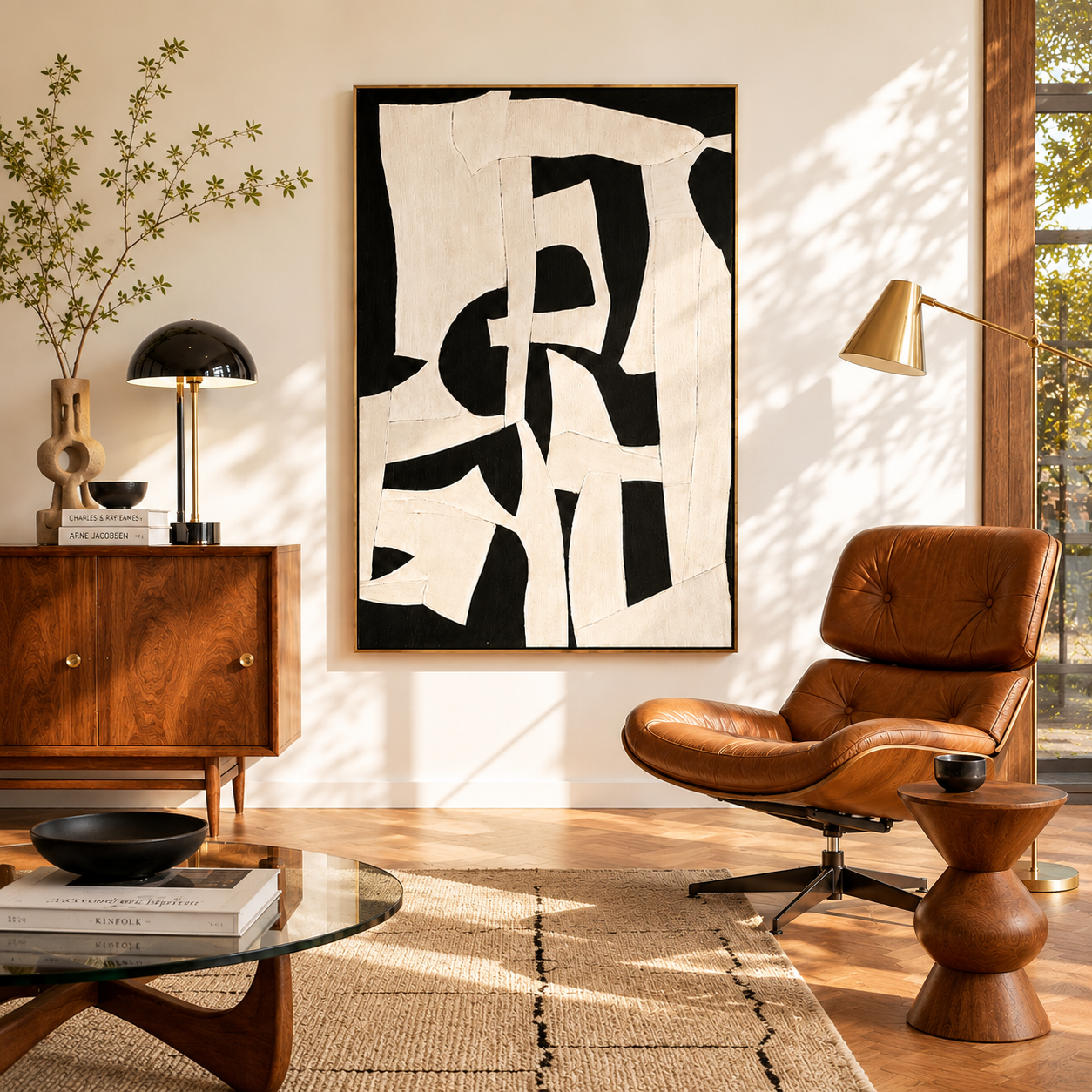 Monochrome Balance – Black and White Abstract Geometric Wall Art