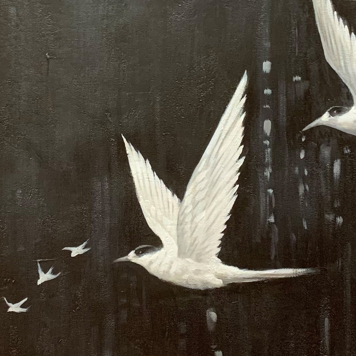 Monochromatic Bird Art | Original Black & White Flight Painting #ZZ 262