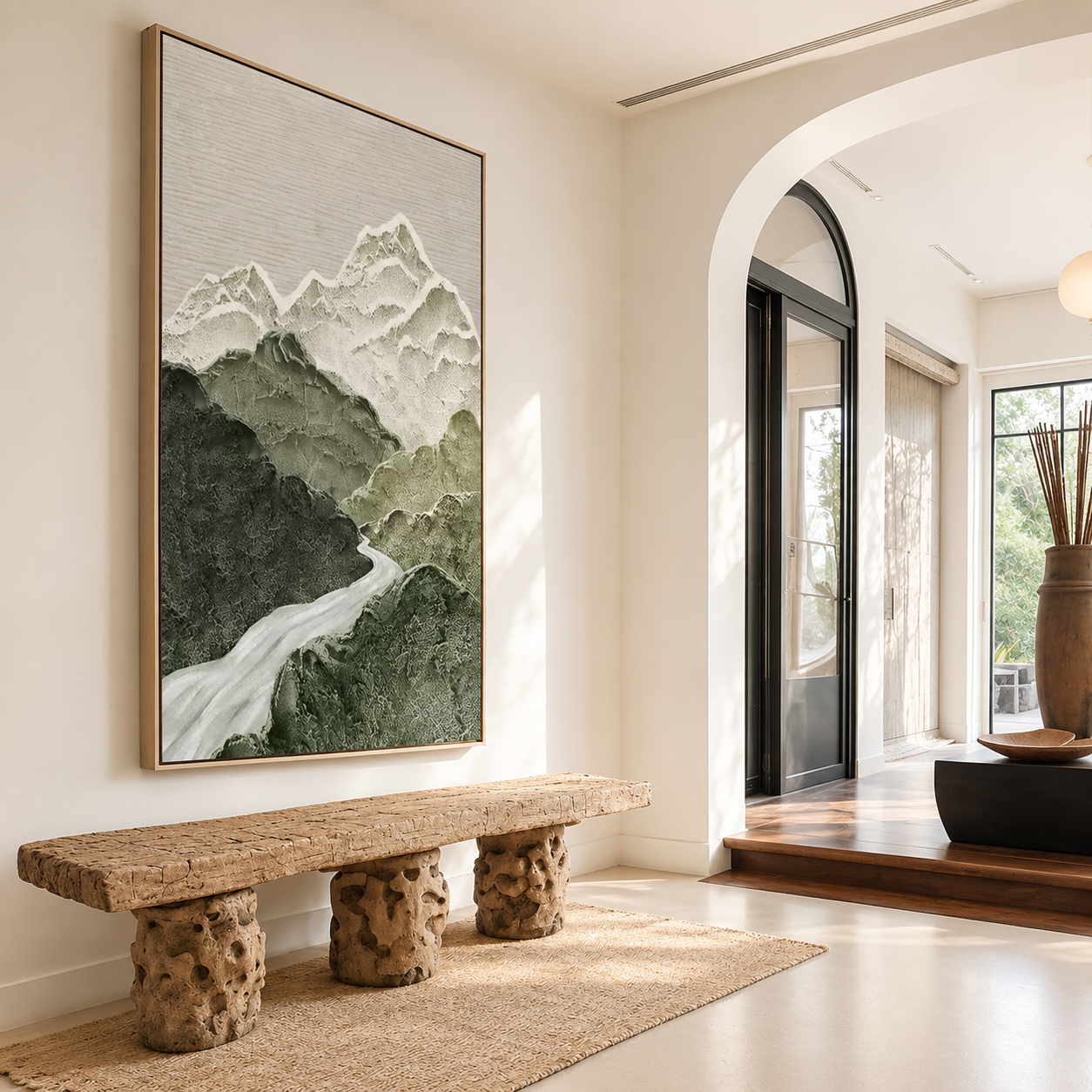 Silent Summit – Textured Mountain Wall Art for Japandi & Organic Modern Interiors
