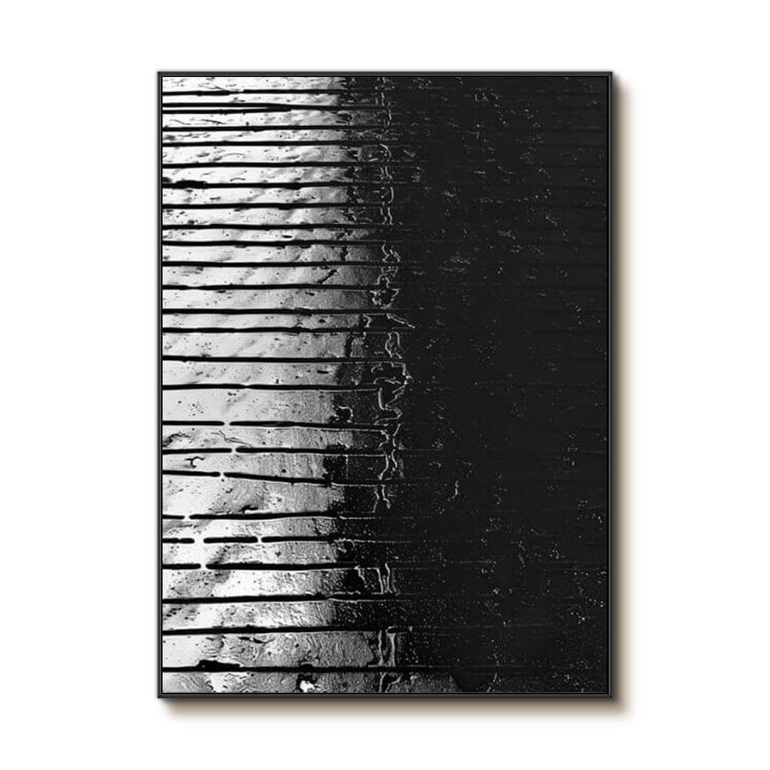 Black and White Abstract Wall Art | Textured Light & Shadow Canvas #AA 344