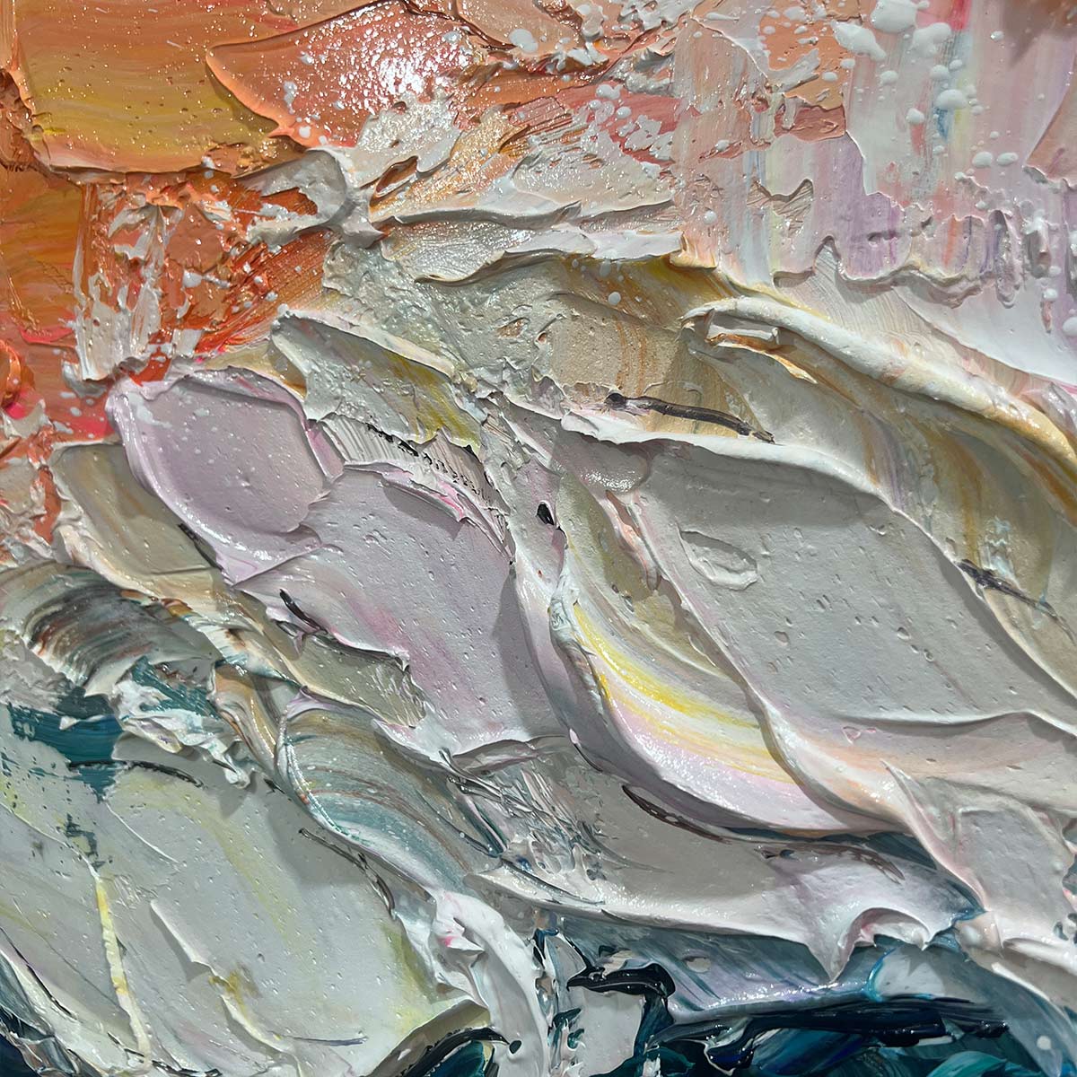 Colorful Sunset Wave Painting | Large Textured Ocean Art #AA 129