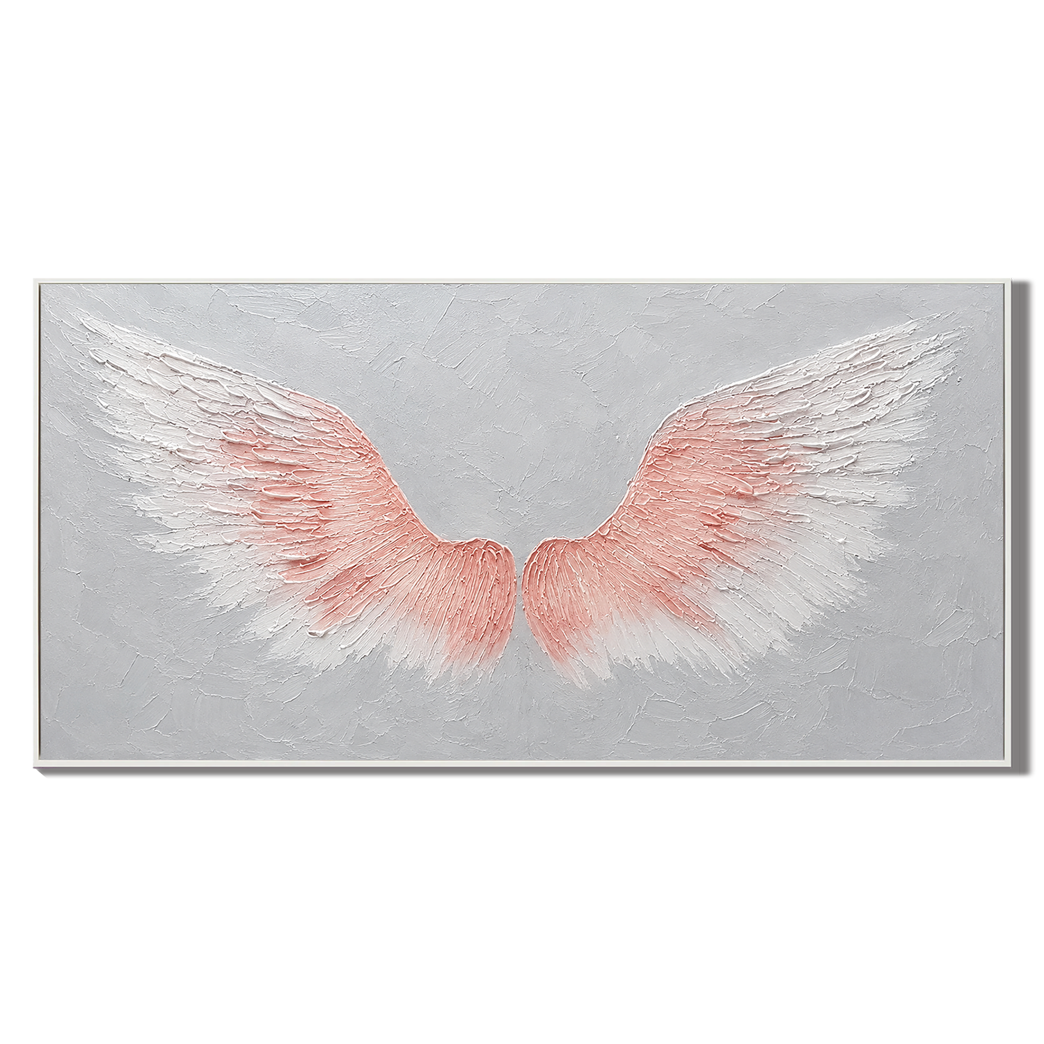 Celestial Blush – Textured Pink Angel Wings Wall Art
