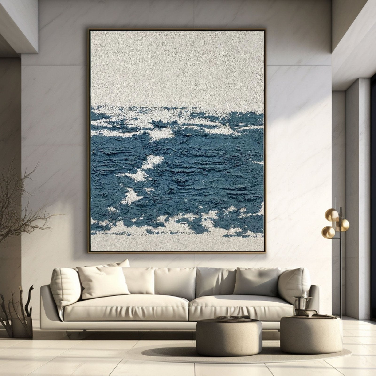 Original Abstract Ocean Art | Heavy Texture Blue White Canvas #TC 184
