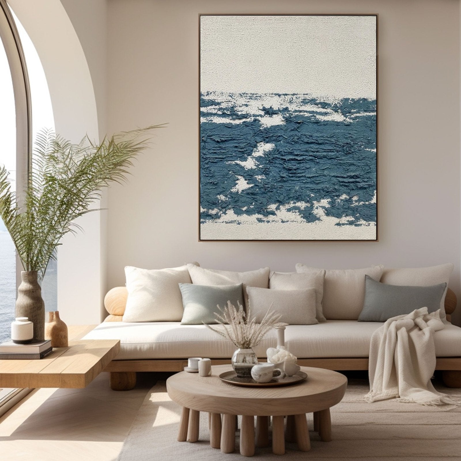 Original Abstract Ocean Art | Heavy Texture Blue White Canvas #TC 184