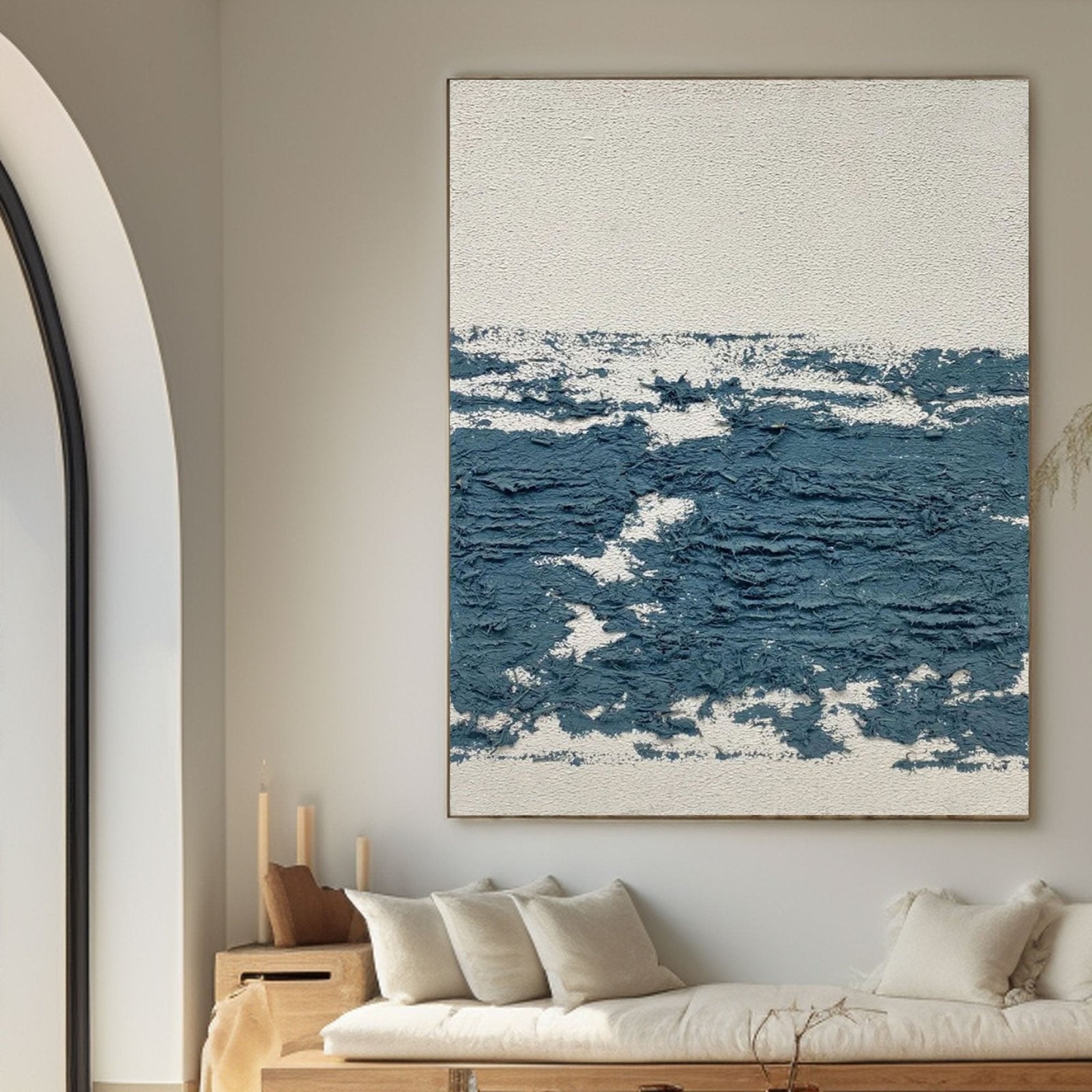 Original Abstract Ocean Art | Heavy Texture Blue White Canvas #TC 184