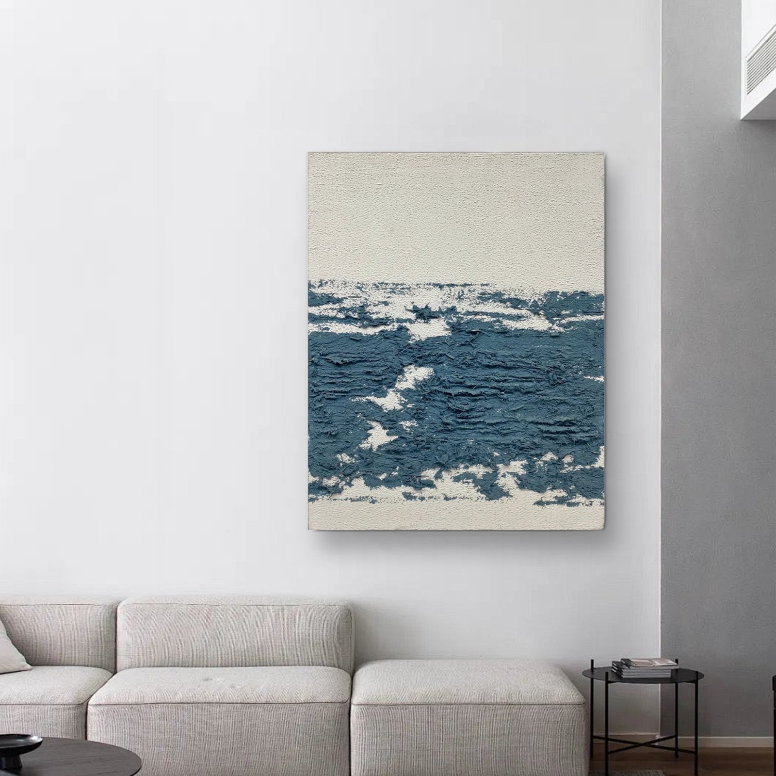 Original Abstract Ocean Art | Heavy Texture Blue White Canvas #TC 184