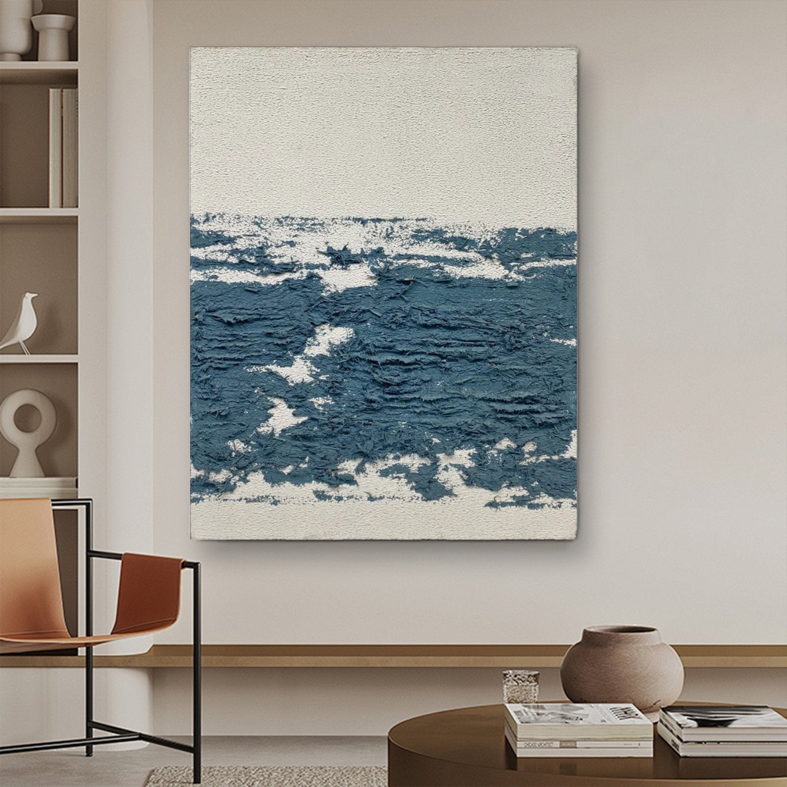 Original Abstract Ocean Art | Heavy Texture Blue White Canvas #TC 184