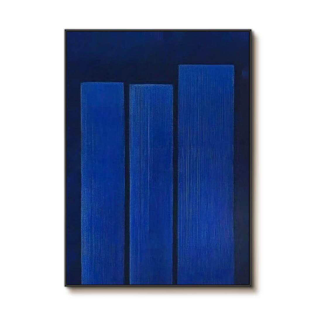 Deep Blue Abstract Painting | Monochrome Wall Art on Canvas #ZZ 228