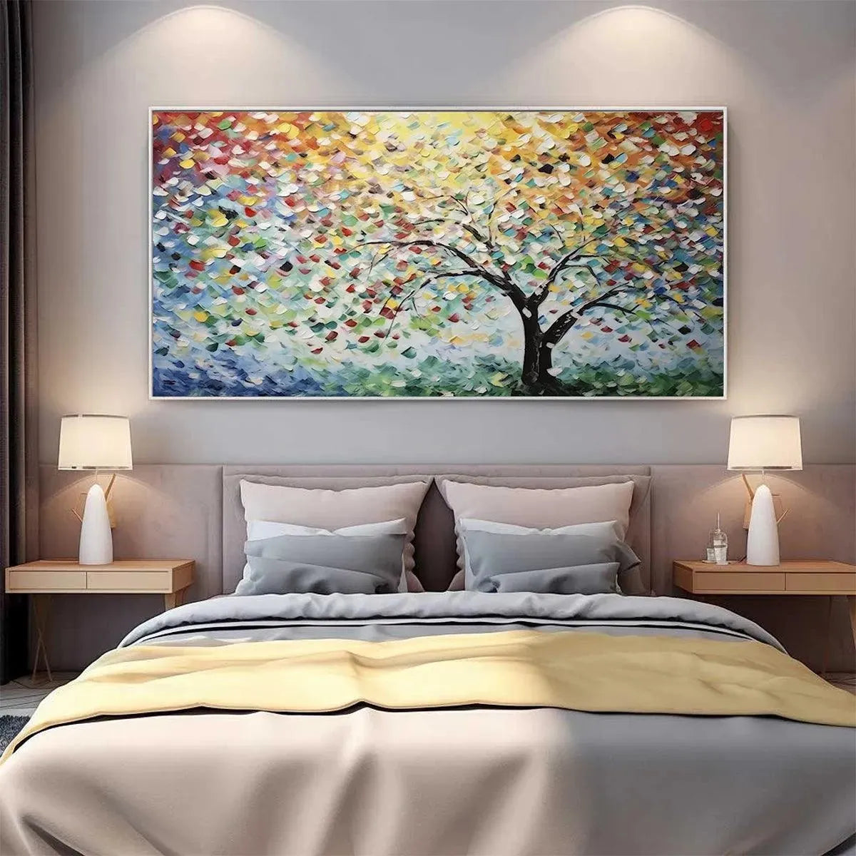Colorful Abstract Tree Canvas Wall Art | Rainbow Landscape Print #AA 377
