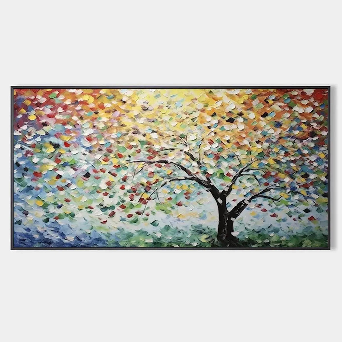 Colorful Abstract Tree Canvas Wall Art | Rainbow Landscape Print #AA 377