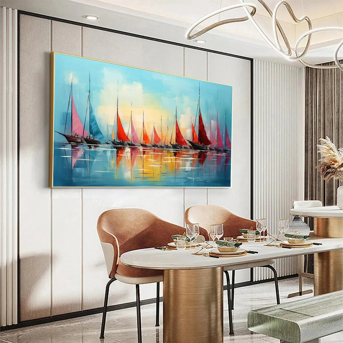 Colorful Sailboat Painting | Modern Seascape Wall Art #AA 135