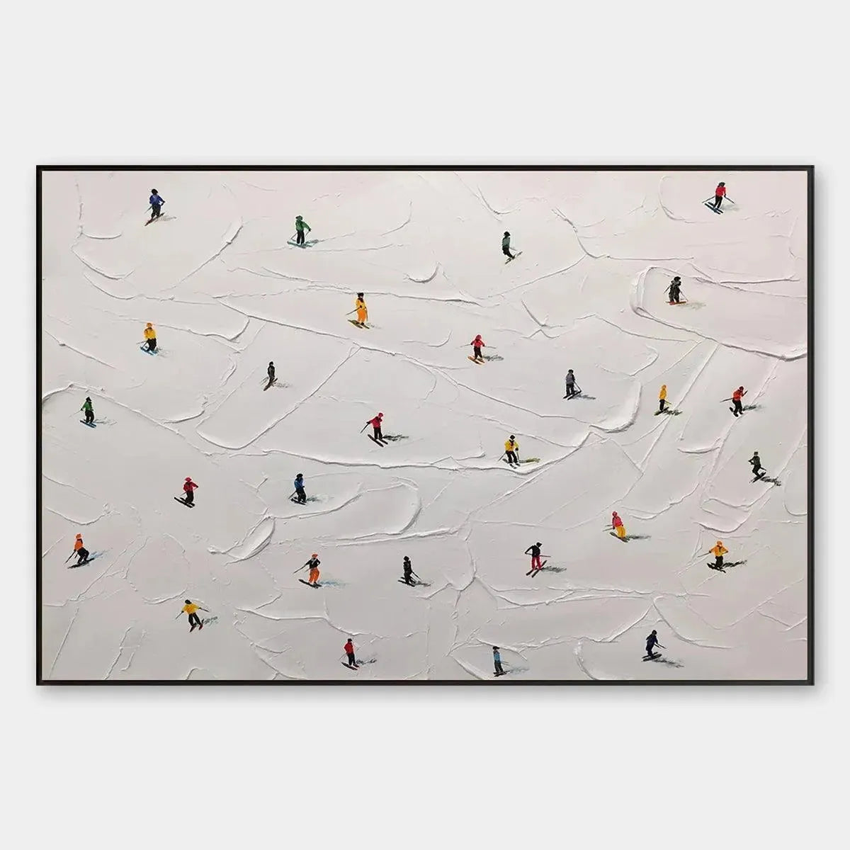 Colorful Skiers on White Snow | 3D Textured Painting #AA 230