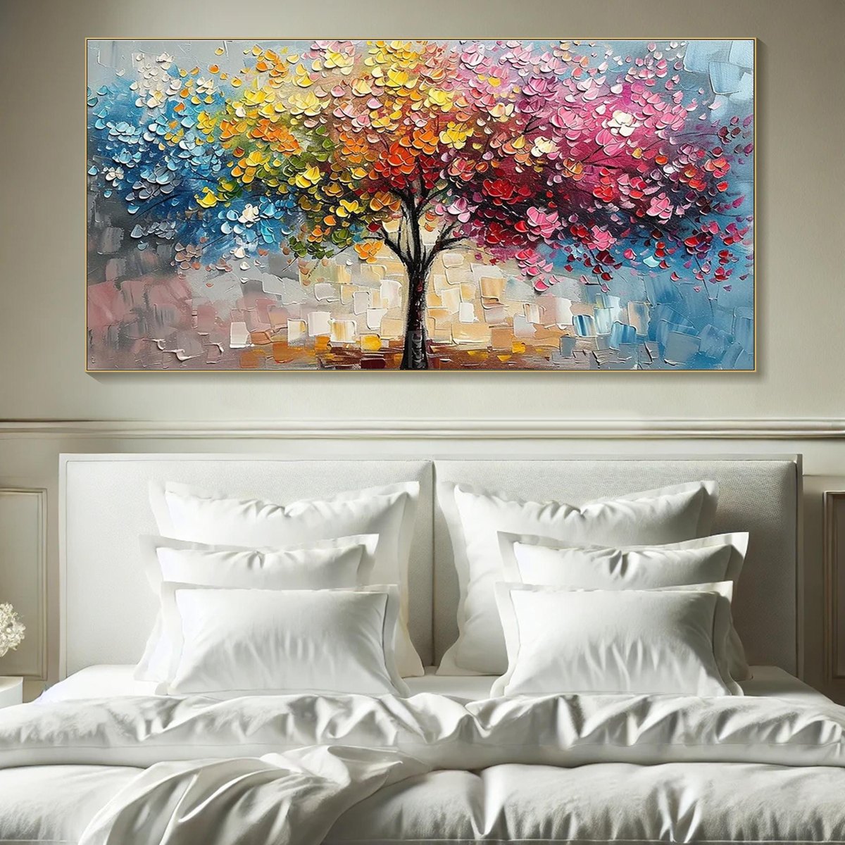 Colorful Tree of Life Canvas Wall Art | Vibrant Rainbow Tree Print #AA 395