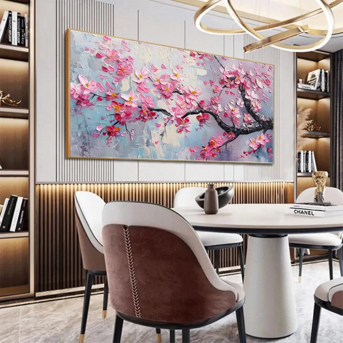 Pink Cherry Blossom Canvas Wall Art | Panoramic Sakura Print #AA 401